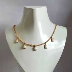 Watch Video / Heavy 14K Solid Gold Opal Dangle Necklace